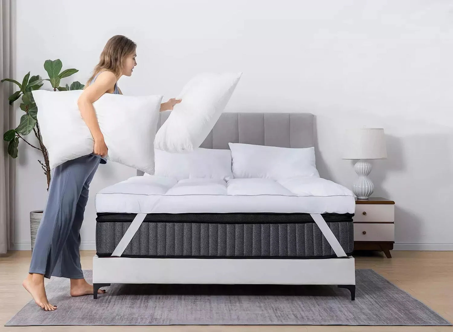 4 Inch Mattress Topper Deep Luxury Soft Hotel Quality Microfiber All Sizes 10cm Depth