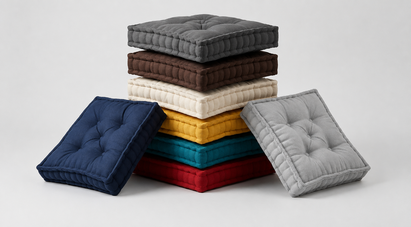 Chunky Chair Cushions - Thick Cotton Seat Pads - 9 Colours Available