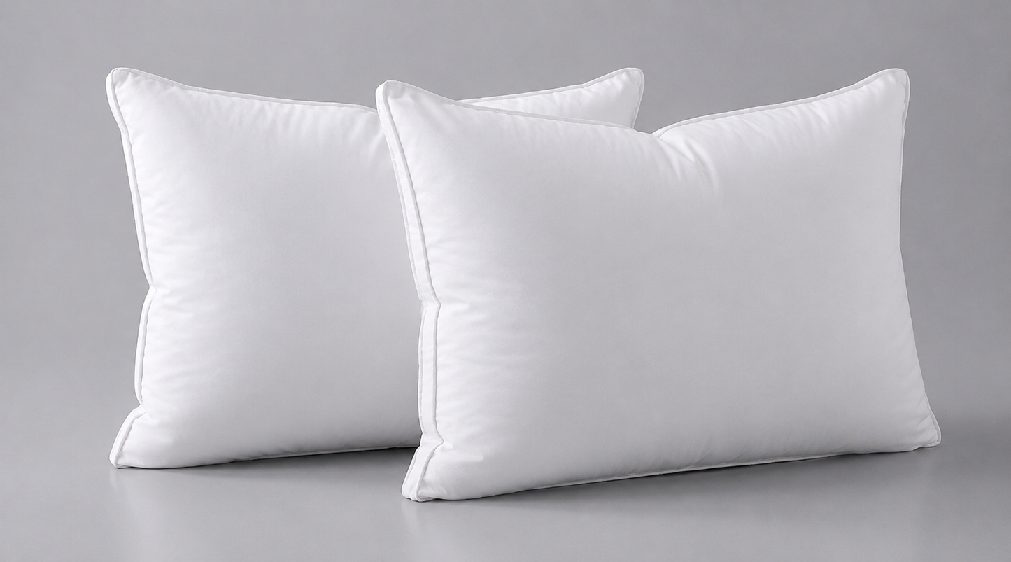 Luxury Duck Feather & Down Pillow Pair - 15% High-Loft Down - Hotel Quality Breathable Bed Pillows
